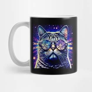 Fireworks Sunglasses Cat Mug